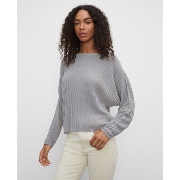 Club Monaco Ribbed Dolman Chandails Gray Sweater Women's Large NWT Boatneck - Picture 1 of 9